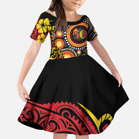 Celebrating 50 Years Papua New Guinea Family Matching Summer Maxi Dress and Hawaiian Shirt Aboriginal Mix Papuan Pattern - Polynesian Pride
