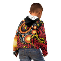 Celebrating 50 Years Papua New Guinea Kid Hoodie Aboriginal Mix Papuan Pattern - Polynesian Pride
