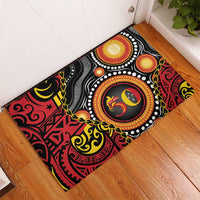 Celebrating 50 Years Papua New Guinea Rubber Doormat Aboriginal Mix Papuan Pattern - Polynesian Pride