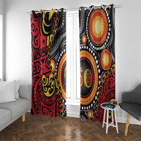 Celebrating 50 Years Papua New Guinea Window Curtain Aboriginal Mix Papuan Pattern - Polynesian Pride