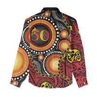 Celebrating 50 Years Papua New Guinea Women Casual Shirt Aboriginal Mix Papuan Pattern - Polynesian Pride