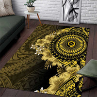 Vanuatu Area Rug Hibisus Polynesian Pattern Gold - Polynesian Pride