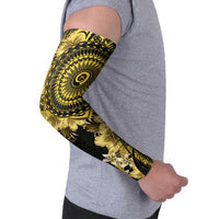 Vanuatu Arm Sleeves Hibisus Polynesian Pattern Gold - Polynesian Pride