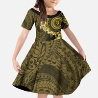 Vanuatu Family Matching Puletasi and Hawaiian Shirt Hibisus Polynesian Pattern Gold - Polynesian Pride
