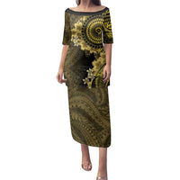Vanuatu Family Matching Puletasi and Hawaiian Shirt Hibisus Polynesian Pattern Gold - Polynesian Pride