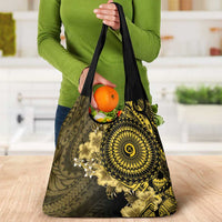 Vanuatu Grocery Bag Hibisus Polynesian Pattern Gold - Polynesian Pride
