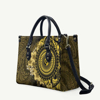 Vanuatu Leather Bag Hibisus Polynesian Pattern Gold - Polynesian Pride