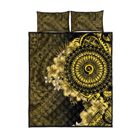 Vanuatu Quilt Bed Set Hibisus Polynesian Pattern Gold - Polynesian Pride