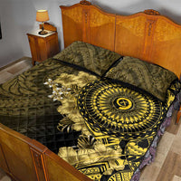 Vanuatu Quilt Bed Set Hibisus Polynesian Pattern Gold - Polynesian Pride
