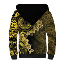 Vanuatu Sherpa Hoodie Hibisus Polynesian Pattern Gold - Polynesian Pride