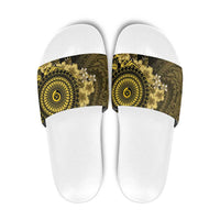Vanuatu Slide Sandals Hibisus Polynesian Pattern Gold - Polynesian Pride