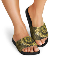 Vanuatu Slide Sandals Hibisus Polynesian Pattern Gold - Polynesian Pride