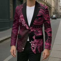 Vanuatu Blazer Hibisus Polynesian Pattern Pink - Polynesian Pride