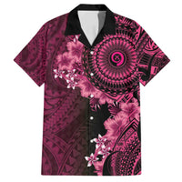 Vanuatu Family Matching Tank Maxi Dress and Hawaiian Shirt Hibisus Polynesian Pattern Pink - Polynesian Pride