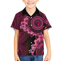 Vanuatu Family Matching Tank Maxi Dress and Hawaiian Shirt Hibisus Polynesian Pattern Pink - Polynesian Pride