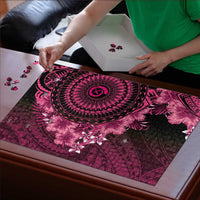 Vanuatu Puzzle Hibisus Polynesian Pattern Pink - Polynesian Pride