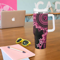 Vanuatu Tumbler With Handle Hibisus Polynesian Pattern Pink - Polynesian Pride