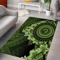 Vanuatu Area Rug Hibisus Polynesian Pattern Green - Polynesian Pride