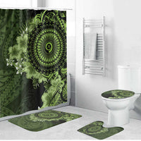 Vanuatu Bathroom Set Hibisus Polynesian Pattern Green - Polynesian Pride