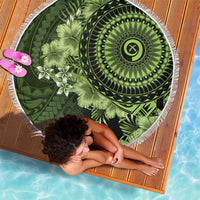 Vanuatu Beach Blanket Hibisus Polynesian Pattern Green - Polynesian Pride