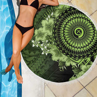 Vanuatu Beach Blanket Hibisus Polynesian Pattern Green - Polynesian Pride
