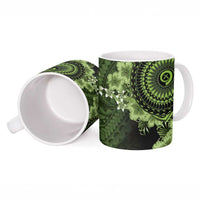 Vanuatu Ceramic Mug Hibisus Polynesian Pattern Green - Polynesian Pride
