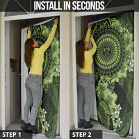 Vanuatu Door Cover Hibisus Polynesian Pattern Green - Polynesian Pride