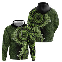 Vanuatu Hoodie Hibisus Polynesian Pattern Green - Polynesian Pride