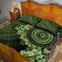 Vanuatu Quilt Bed Set Hibisus Polynesian Pattern Green - Polynesian Pride
