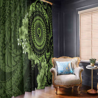 Vanuatu Window Curtain Hibisus Polynesian Pattern Green - Polynesian Pride