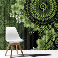 Vanuatu Window Curtain Hibisus Polynesian Pattern Green - Polynesian Pride