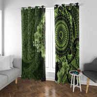 Vanuatu Window Curtain Hibisus Polynesian Pattern Green - Polynesian Pride