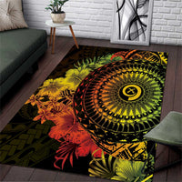 Vanuatu Area Rug Hibisus Polynesian Pattern Reggae - Polynesian Pride