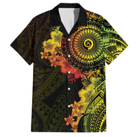Vanuatu Family Matching Off The Shoulder Long Sleeve Dress and Hawaiian Shirt Hibisus Polynesian Pattern Reggae - Polynesian Pride