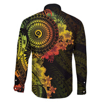 Vanuatu Family Matching Off The Shoulder Long Sleeve Dress and Hawaiian Shirt Hibisus Polynesian Pattern Reggae - Polynesian Pride