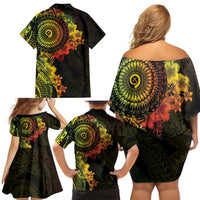 Vanuatu Family Matching Off Shoulder Short Dress and Hawaiian Shirt Hibisus Polynesian Pattern Reggae - Polynesian Pride