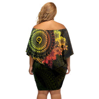 Vanuatu Family Matching Off Shoulder Short Dress and Hawaiian Shirt Hibisus Polynesian Pattern Reggae - Polynesian Pride