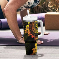 Vanuatu Tumbler With Handle Hibisus Polynesian Pattern Reggae - Polynesian Pride