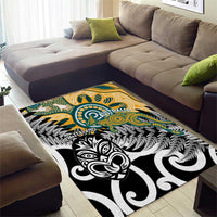New Zealand Australia Rugby Area Rug Wallabies Aboriginal All Black Maori Tiki Together - Polynesian Pride