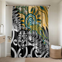 New Zealand Australia Rugby Bathroom Set Wallabies Aboriginal All Black Maori Tiki Together - Polynesian Pride