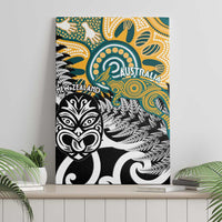 New Zealand Australia Rugby Canvas Wall Art Wallabies Aboriginal All Black Maori Tiki Together - Polynesian Pride