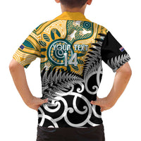 New Zealand Australia Rugby Custom Family Matching Summer Maxi Dress and Hawaiian Shirt Wallabies Aboriginal All Black Maori Tiki Together - Polynesian Pride