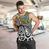 New Zealand Australia Rugby Custom Men Tank Top Wallabies Aboriginal All Black Maori Tiki Together - Polynesian Pride