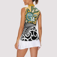New Zealand Australia Rugby Custom Women Sleeveless Polo Shirt Wallabies Aboriginal All Black Maori Tiki Together - Polynesian Pride