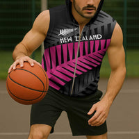 New Zealand Silver Fern Rugby Custom Sleeveless Zip Hoodie 2025 All Black Go Champions LT14 - Polynesian Pride