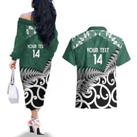 New Zealand South Africa Rugby Custom Couples Matching Off The Shoulder Long Sleeve Dress and Hawaiian Shirt Springboks Kente All Black Maori Together - Polynesian Pride