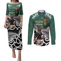 New Zealand South Africa Rugby Custom Couples Matching Puletasi and Long Sleeve Button Shirt Springboks Kente All Black Maori Together - Polynesian Pride