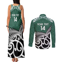 New Zealand South Africa Rugby Custom Couples Matching Tank Maxi Dress and Long Sleeve Button Shirt Springboks Kente All Black Maori Together - Polynesian Pride