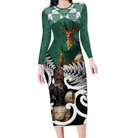 New Zealand South Africa Rugby Custom Family Matching Long Sleeve Bodycon Dress and Hawaiian Shirt Springboks Kente All Black Maori Together - Polynesian Pride
