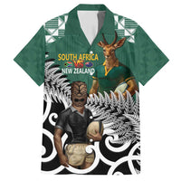 New Zealand South Africa Rugby Custom Family Matching Off Shoulder Maxi Dress and Hawaiian Shirt Springboks Kente All Black Maori Together - Polynesian Pride